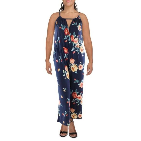 NWT Studio by JPR Women's Navy Printed Sleeveless Wide Leg Jumpsuit Size XL - Picture 3 of 17